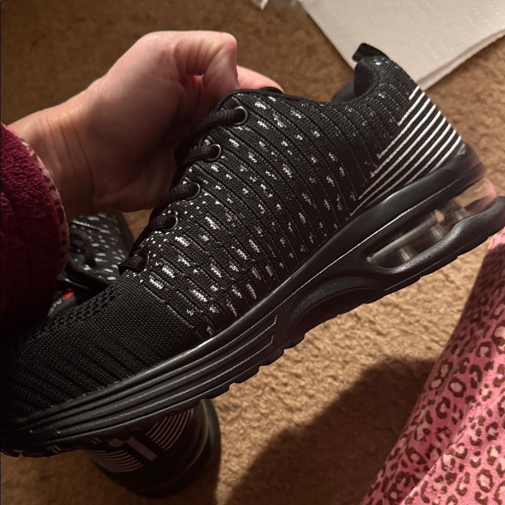 Dykhmily Black and White Men or Women’s  Steel Toe Sneakers - Picture 3 of 8